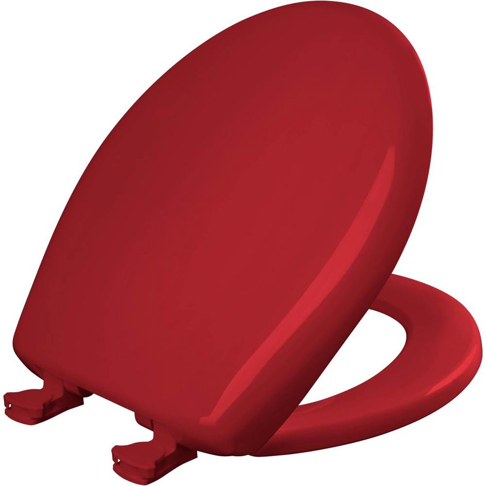 Bemis Round Plastic Toilet Seat with WhisperClose with EasyClean & Change Hinge and STA-TITE in Red