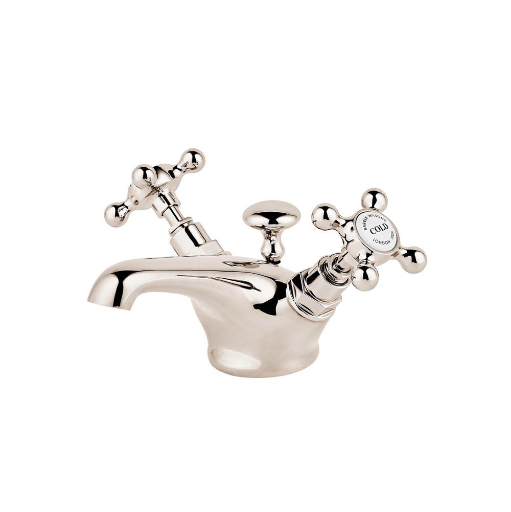 Barber Wilsons And Company 1890''S Wide Base Single Hole Faucet With Pop Up Waste With White Porcelain Buttons