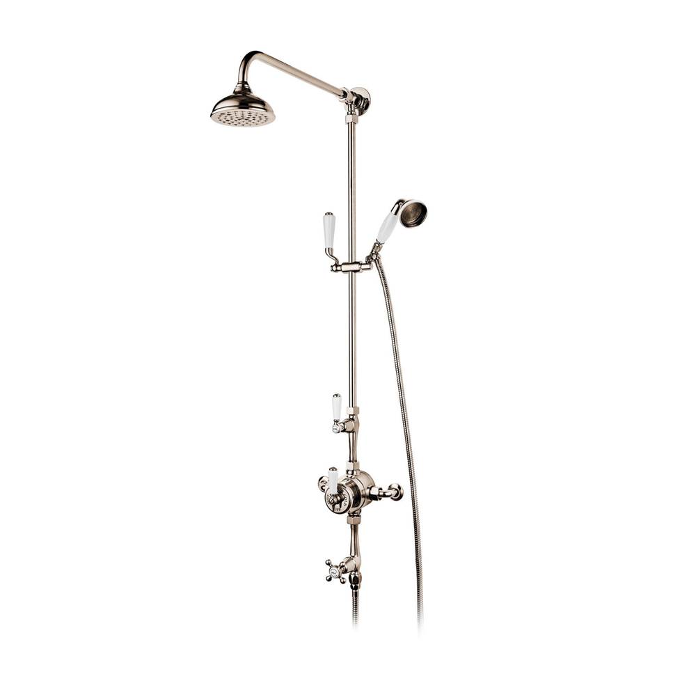Barber Wilsons And Company Regent 1900''S  Dual Thermostatic Shower/Handspray On Slide Bar W/5'' Shower Headwith White Porcelain Levers, Buttons And Spray
