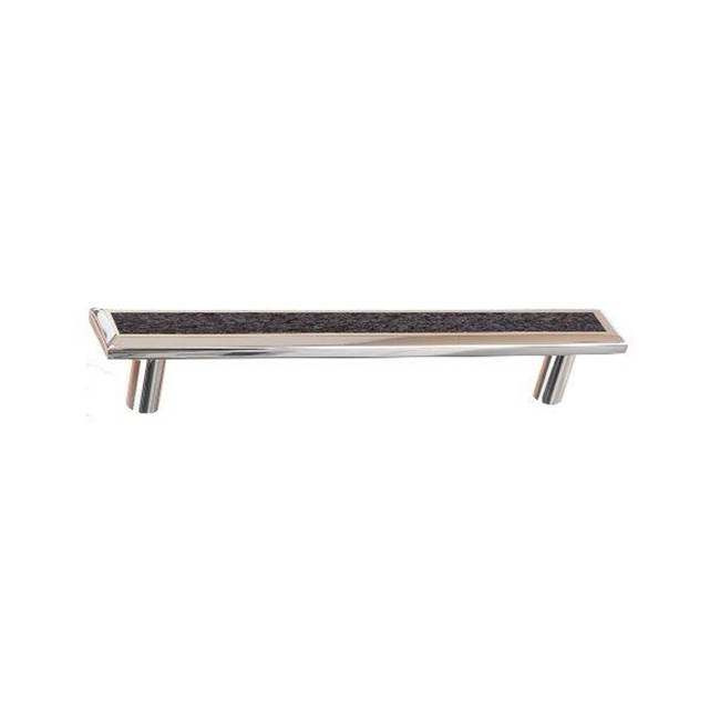 Colonial Bronze Leather Accented Rectangular, Beveled Appliance Pull, Door Pull, Shower Door Pull With Straight Posts, Unlacquered Polished Brass x Napoli Pitch Brown Leather