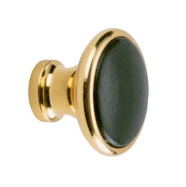 Colonial Bronze Leather Accented Round Cabinet Knob, Distressed Light Statuary Bronze x Sulky Antique White Leather