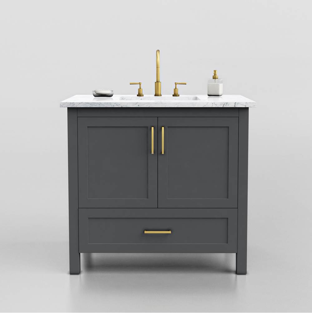 DM Bath 36'' Freestanding Vanity Cabinet, Cappuccino Maple Stain, Shaker