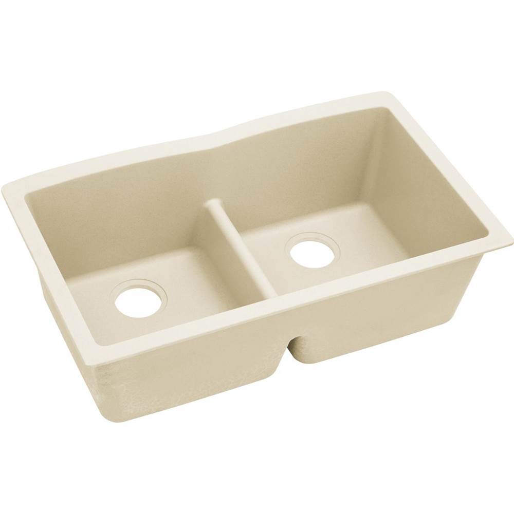 Elkay Reserve Selection Elkay Quartz Luxe 33'' x 19'' x 10'', Equal Double Bowl Undermount Sink with Aqua Divide, Parchment