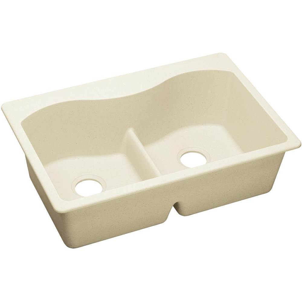 Elkay Reserve Selection Elkay Quartz Luxe 33'' x 22'' x 9-1/2'', Equal Double Bowl Drop-in Sink with Aqua Divide, Parchment