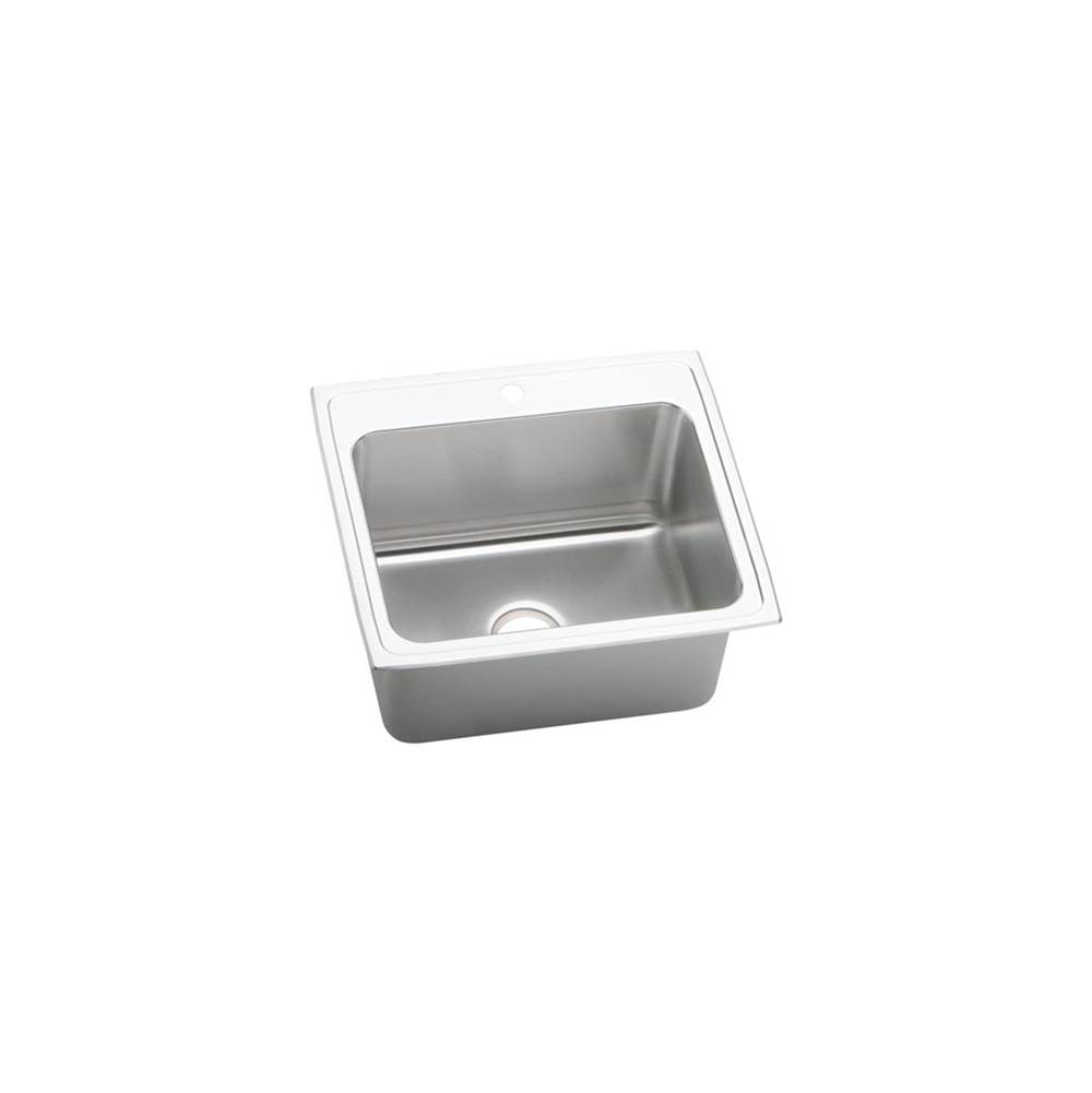 Elkay Lustertone Classic Stainless Steel 25'' x 22'' x 10-3/8'', 1-Hole Single Bowl Drop-in Sink with Quick-clip