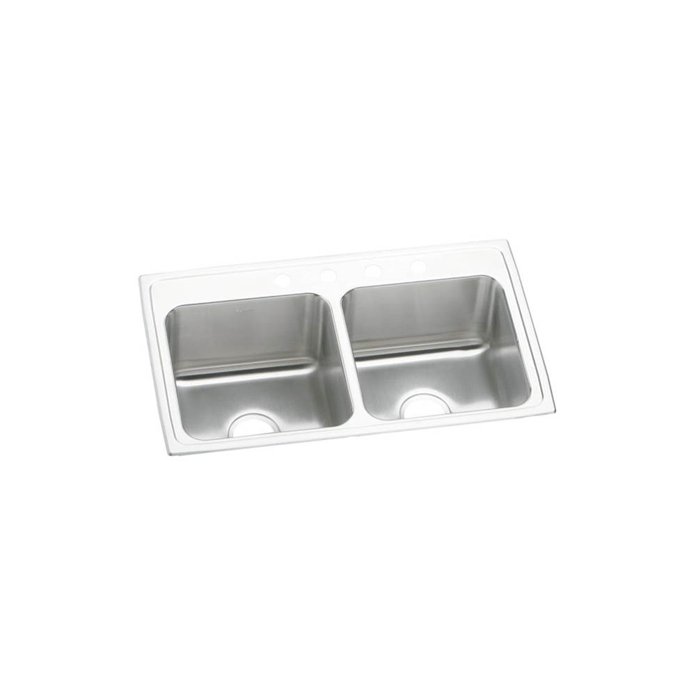 Elkay Lustertone Classic Stainless Steel 33'' x 19-1/2'' x 10-1/8'', 5-Hole Equal Double Bowl Drop-in Sink