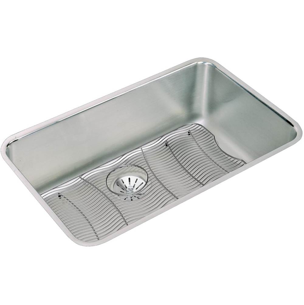 Elkay Lustertone Classic Stainless Steel 30-1/2'' x 18-1/2'' x 10'', Single Bowl Undermount Sink Kit with Perfect Drain