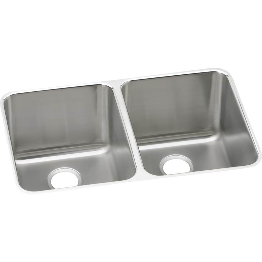 Elkay Lustertone Classic Stainless Steel 31-1/4'' x 20'' x 9-7/8'', Equal Double Bowl Undermount Sink