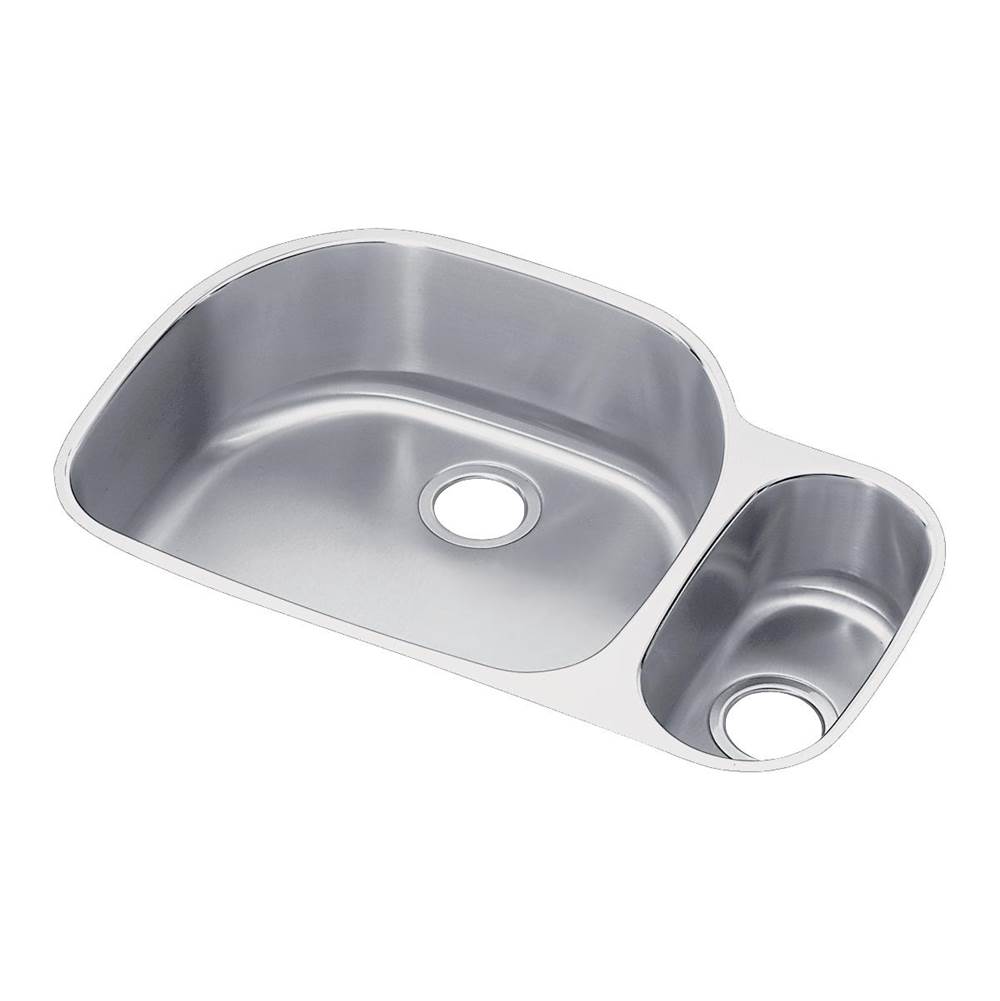 Elkay Lustertone Classic Stainless Steel 31-1/2'' x 21-1/8'' x 7-1/2'', Offset 70/30 Double Bowl Undermount Sink