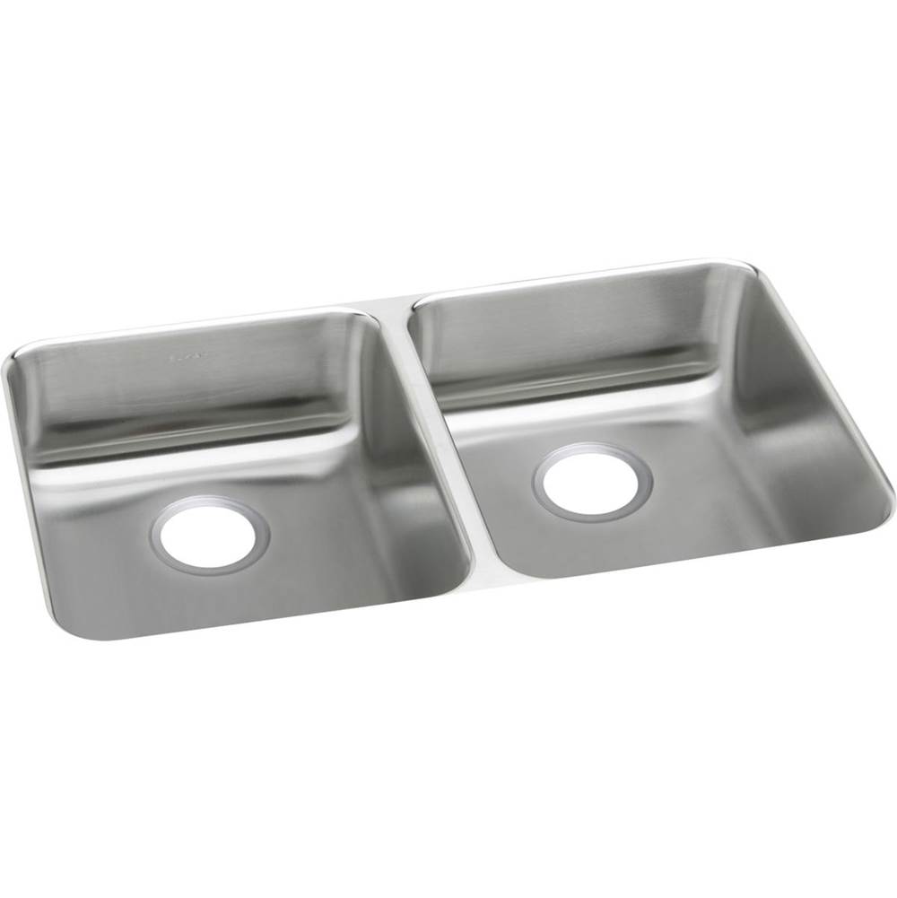 Elkay Lustertone Classic Stainless Steel 35-3/4'' x 18-1/2'' x 4-3/8'', Equal Double Bowl Undermount ADA Sink