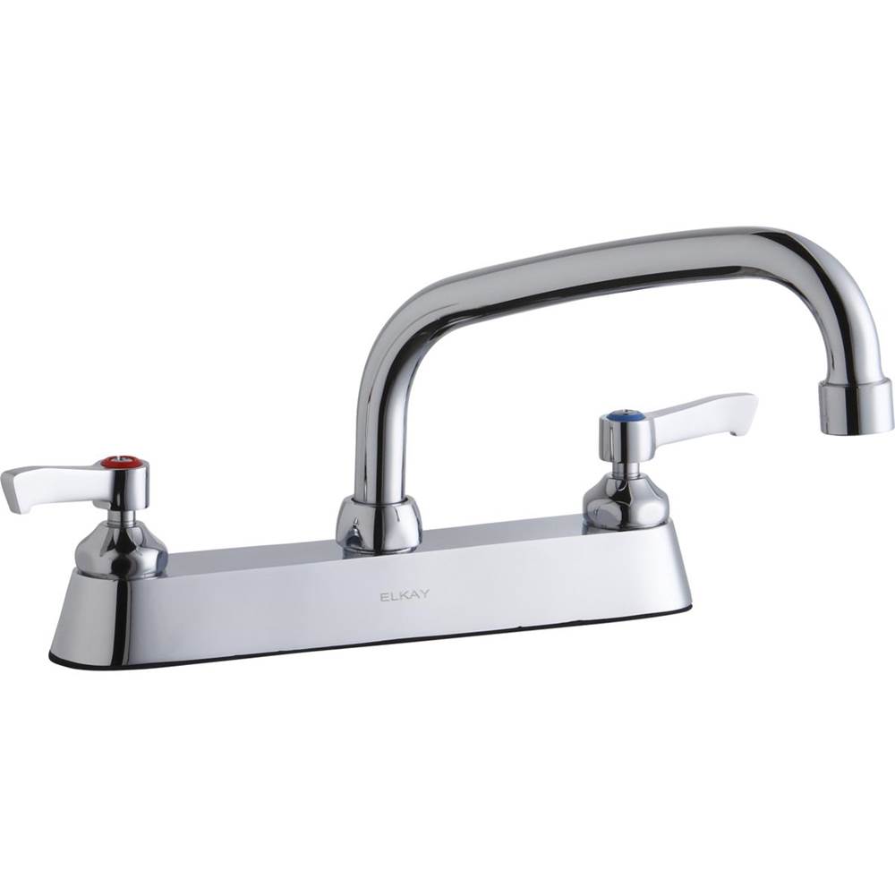 Elkay 8'' Centerset with Exposed Deck Faucet with 8'' Arc Tube Spout 2'' Lever Handles Chrome