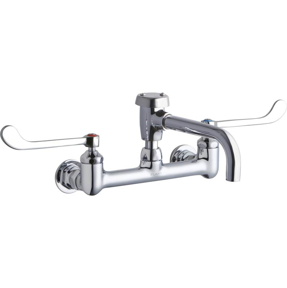 Elkay Service/Utility 8'' Centerset Wall Mount Faucet with 7'' Vented Spout 6'' Wristblade Handles 1/2in Offset Inlets