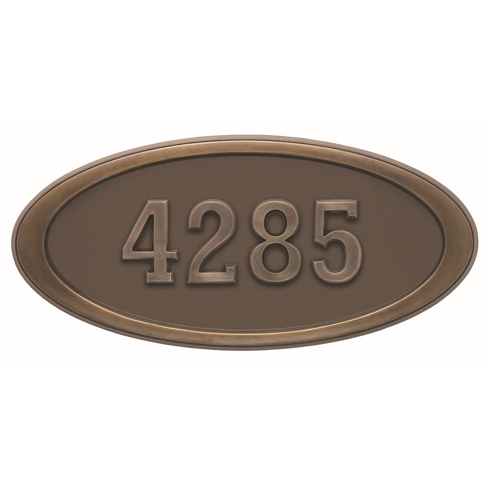 Gaines Manufacturing HouseMark Address Plaque Large Oval Bronze w/ Antique Bronze
