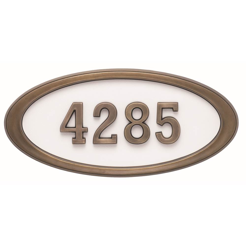 Gaines Manufacturing HouseMark Address Plaque Large Oval White w/ Antique Bronze