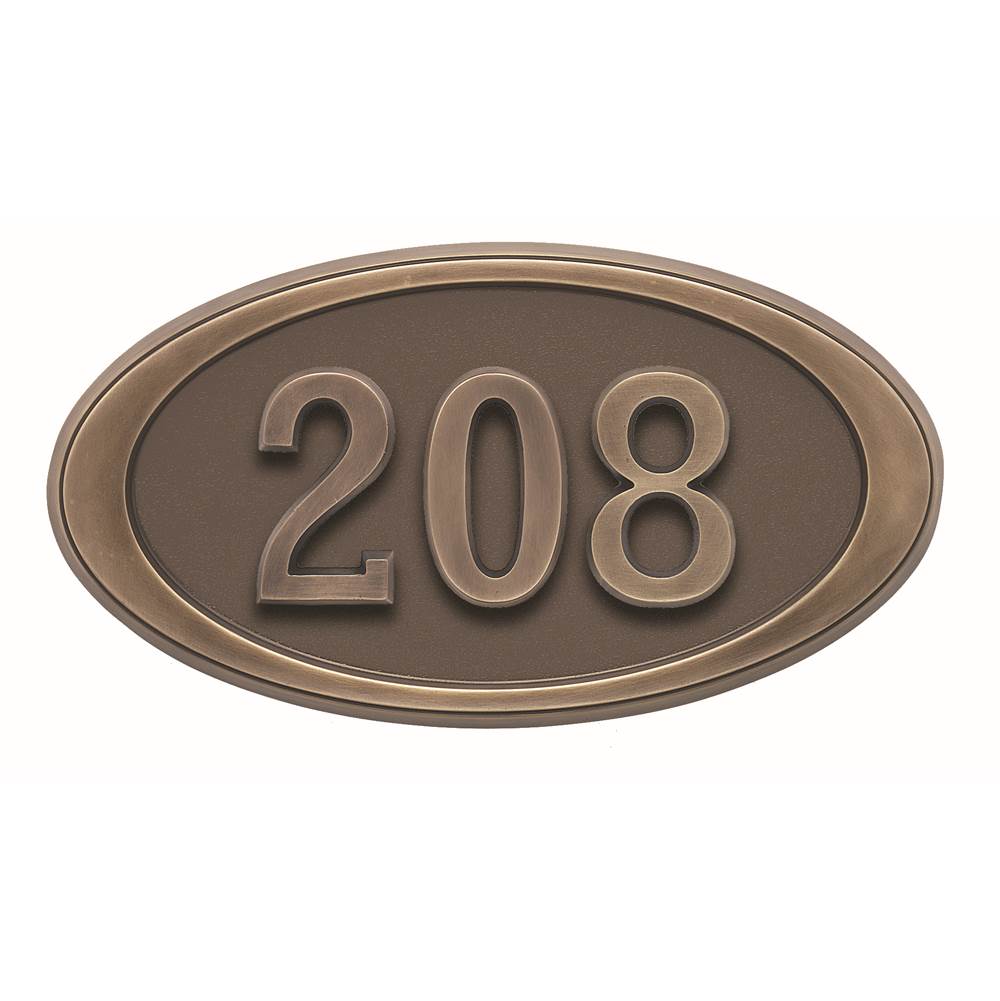 Gaines Manufacturing HouseMark Address Plaque Small Oval Bronze w/ Antique Bronze