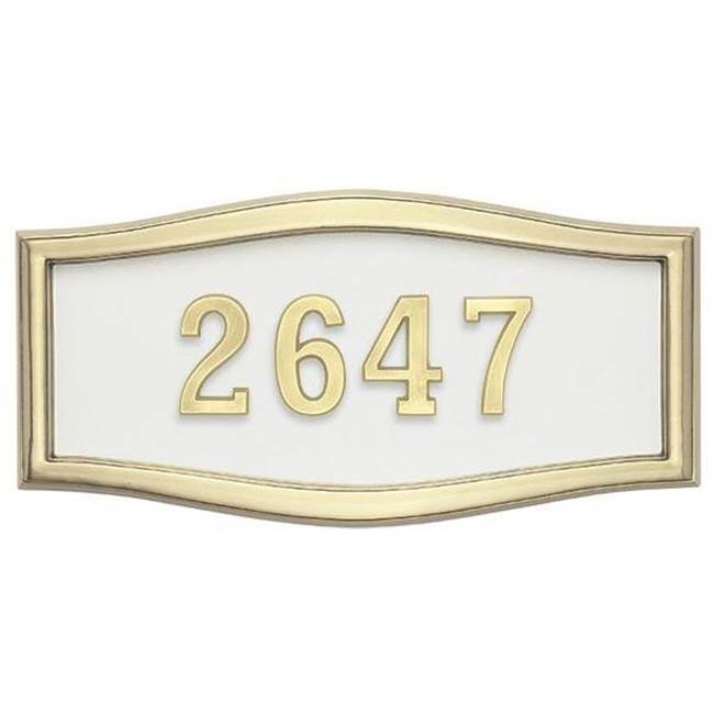 Gaines Manufacturing HouseMark Address Plaque Large Roundtangle White w/ Brass