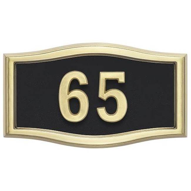 Gaines Manufacturing HouseMark Address Plaque Small Roundtangle Black w/ Brass