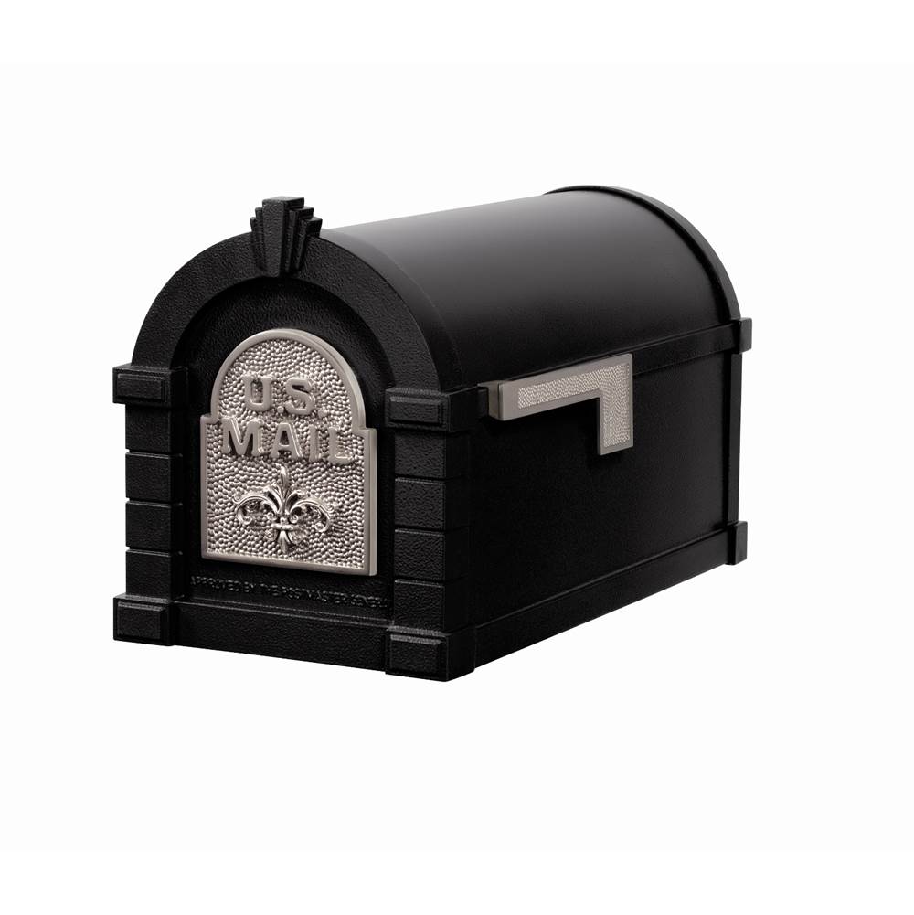 Gaines Manufacturing Fleur De Lis Keystone Series® Mailbox Black w/ Satin Nickel Fleur De Lis