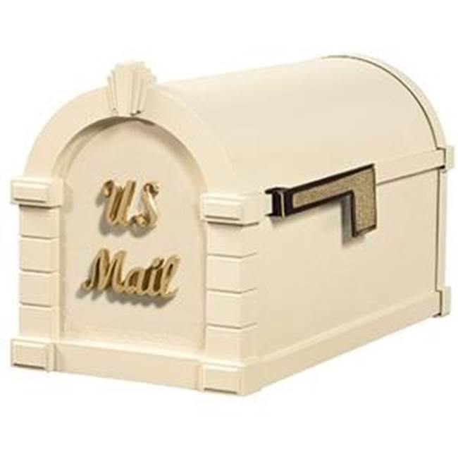 Gaines Manufacturing Signature Keystone Series® Mailbox Almond w/ Polished Brass Script