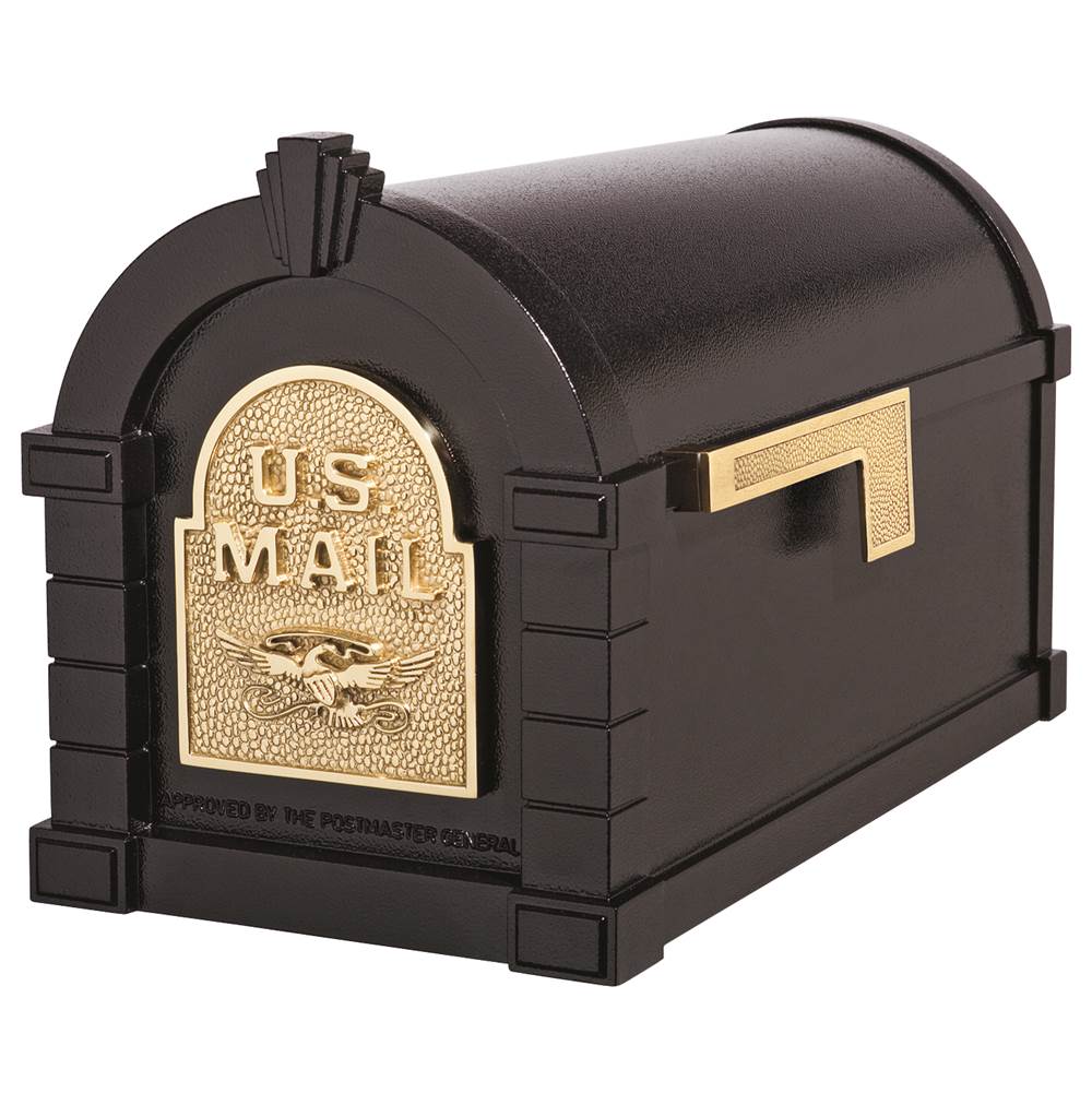 Gaines Manufacturing Eagle Keystone Series® Mailbox Black w/ Polished Brass Eagle