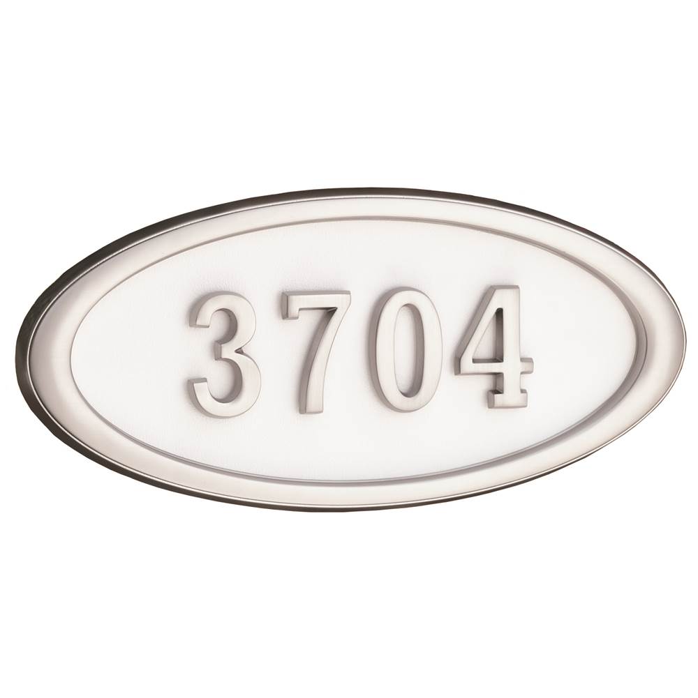 Gaines Manufacturing HouseMark Address Plaque Large Oval White w/ Satin Nickel