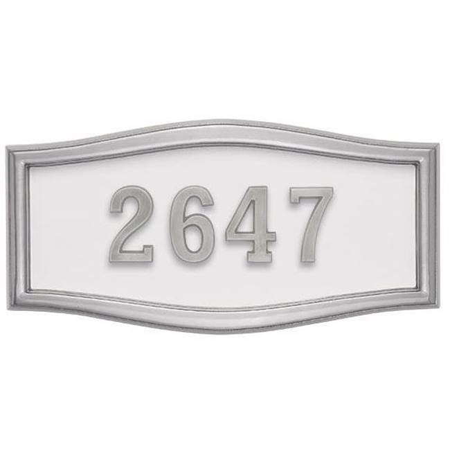 Gaines Manufacturing HouseMark Address Plaque Large Roundtangle White w/ Satin Nickel