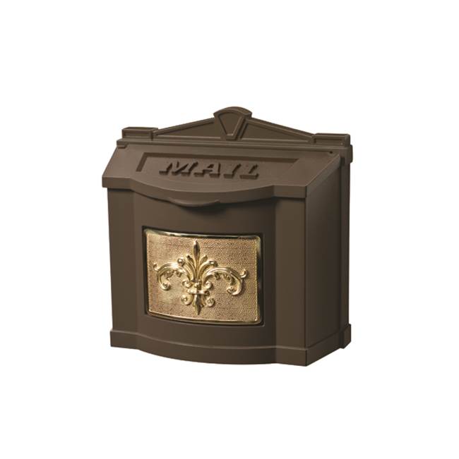 Gaines Manufacturing Wallmount Mailbox Fleur De Lis Design Bronze w/ Polished Brass Fleur De Lis