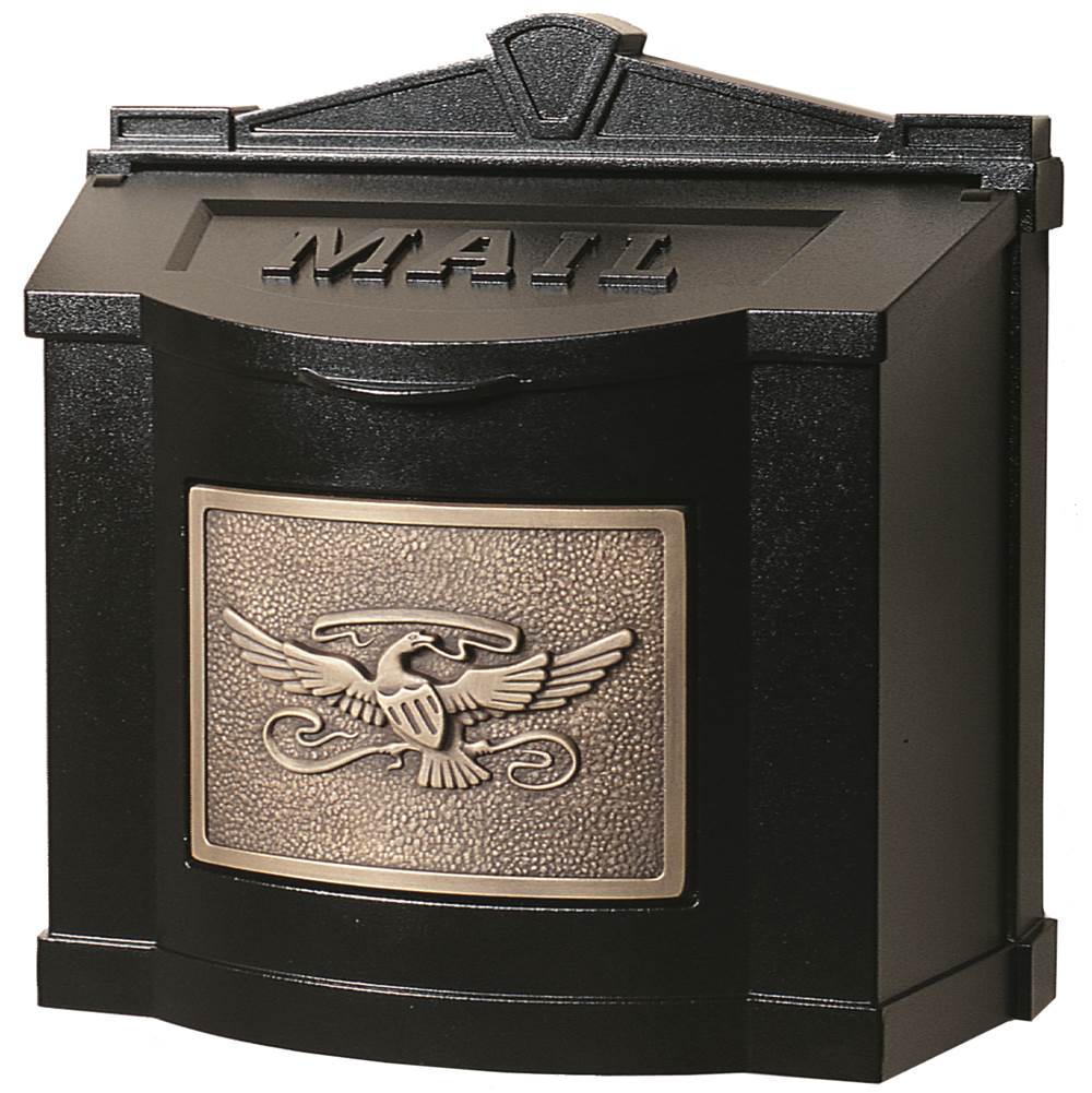 Gaines Manufacturing Wallmount Mailbox Eagle Design Black w/ Antique Bronze Eagle