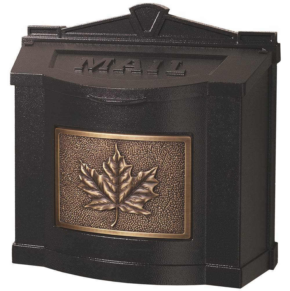 Gaines Manufacturing Wallmount Mailbox Leaf Design Black w/ Antique Bronze Leaf