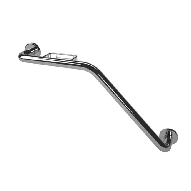 Health at Home Right Hand Grab Bar/Soap Basket. Polished Stainless.