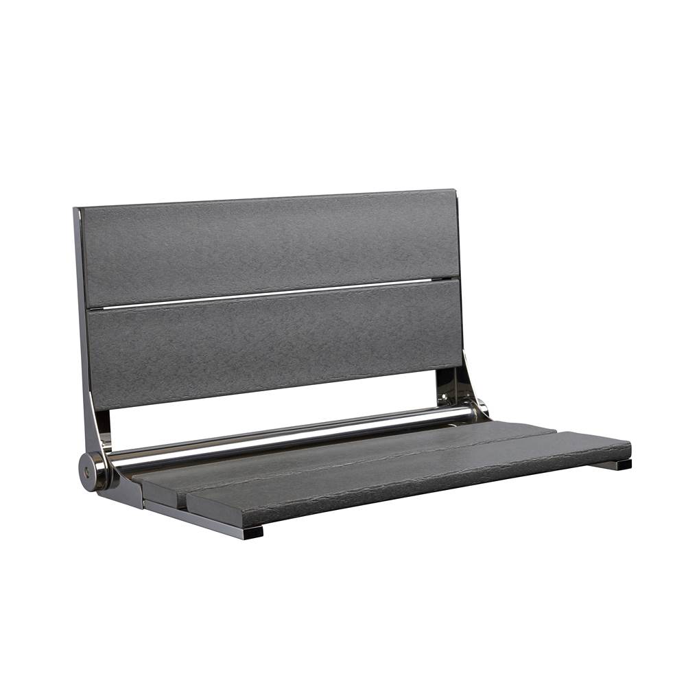 Health at Home 18'' Gray seat - Matte Black frame, fold-up shower seat with mounting screws. Must secure to bloc