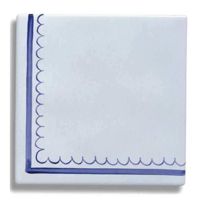 Herbeau ''Duchesse'' Corner Border Pattern Tile in Berain Bleu
