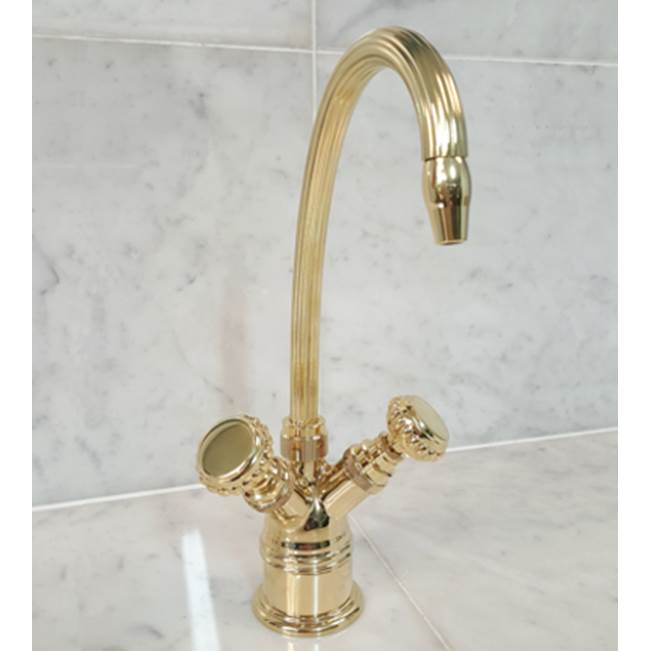 Herbeau ''Pompadour Verseuse'' Deck Mounted Mixer in Polished Brass