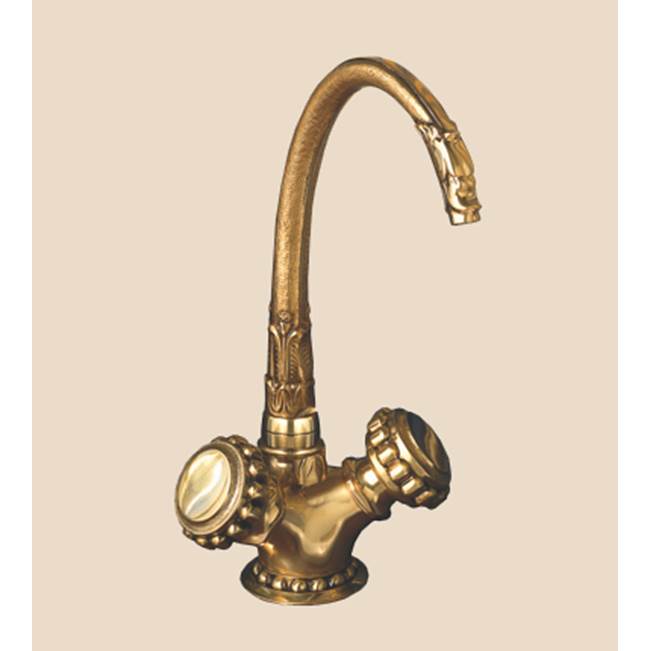 Herbeau ''Pompadour'' Single-Hole Lavatory Set without  1 1/4'' pop-up drain assembly in Old Gold