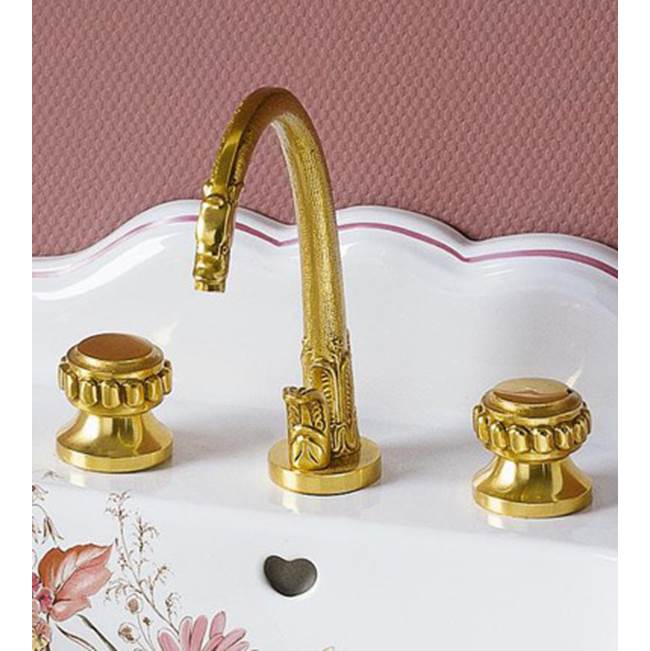 Herbeau ''Pompadour'' Widespread Lavatory Set with 1 1/4'' pop-up drain assembly in Old Gold