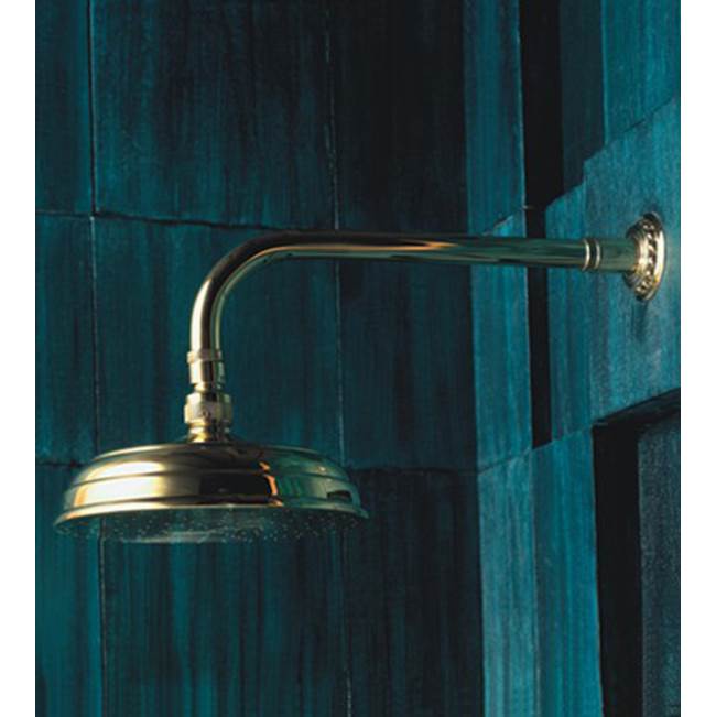 Herbeau ''Pompadour'' Showerhead, Arm and Flange in Polished Brass