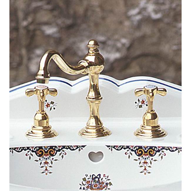 Herbeau ''Royale'' Widespread Lavatory Set with Cross Handles in Polished Brass