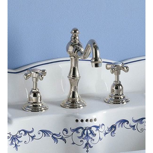 Herbeau ''Royale'' Widespread Lavatory Set with Cross Handles in Polished Nickel