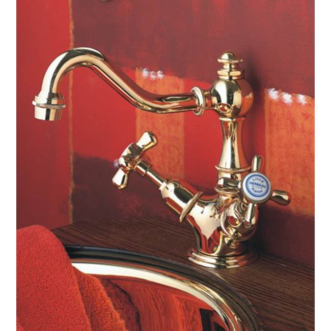 Herbeau ''Royale'' Single-Hole Basin Mixer without Pop-up Waste in Satin Nickel