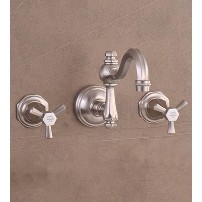 Herbeau ''Monarque'' Wall Mounted 3-Hole Set without Waste in Polished Nickel