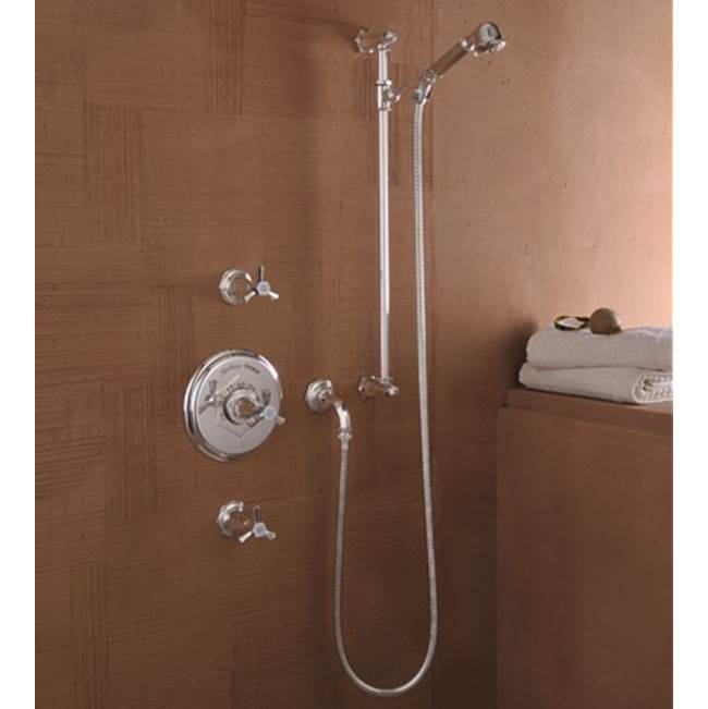 Herbeau ''Monarque'' Slide Bar with Personal Hand Shower and Wall Elbow in Polished Nickel