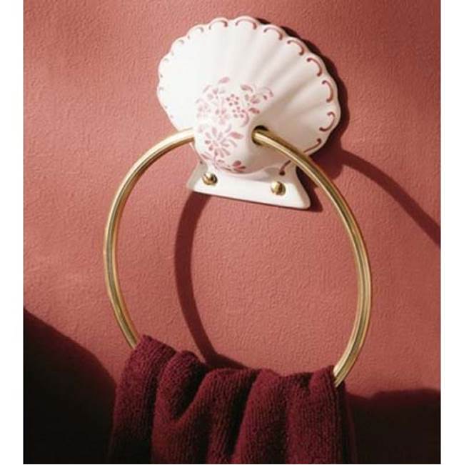 Herbeau ''Coquille'' Towel Ring in Any Handpainted Finish, Old Silver Ring