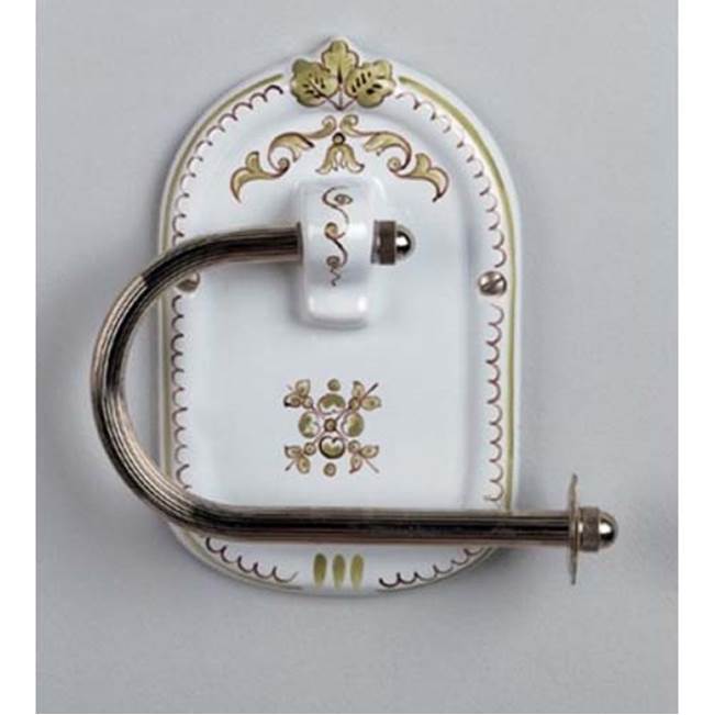 Herbeau Toilet Tissue Holder in Choice of any Handpainted Pattern, Polished Chrome Roller Bar