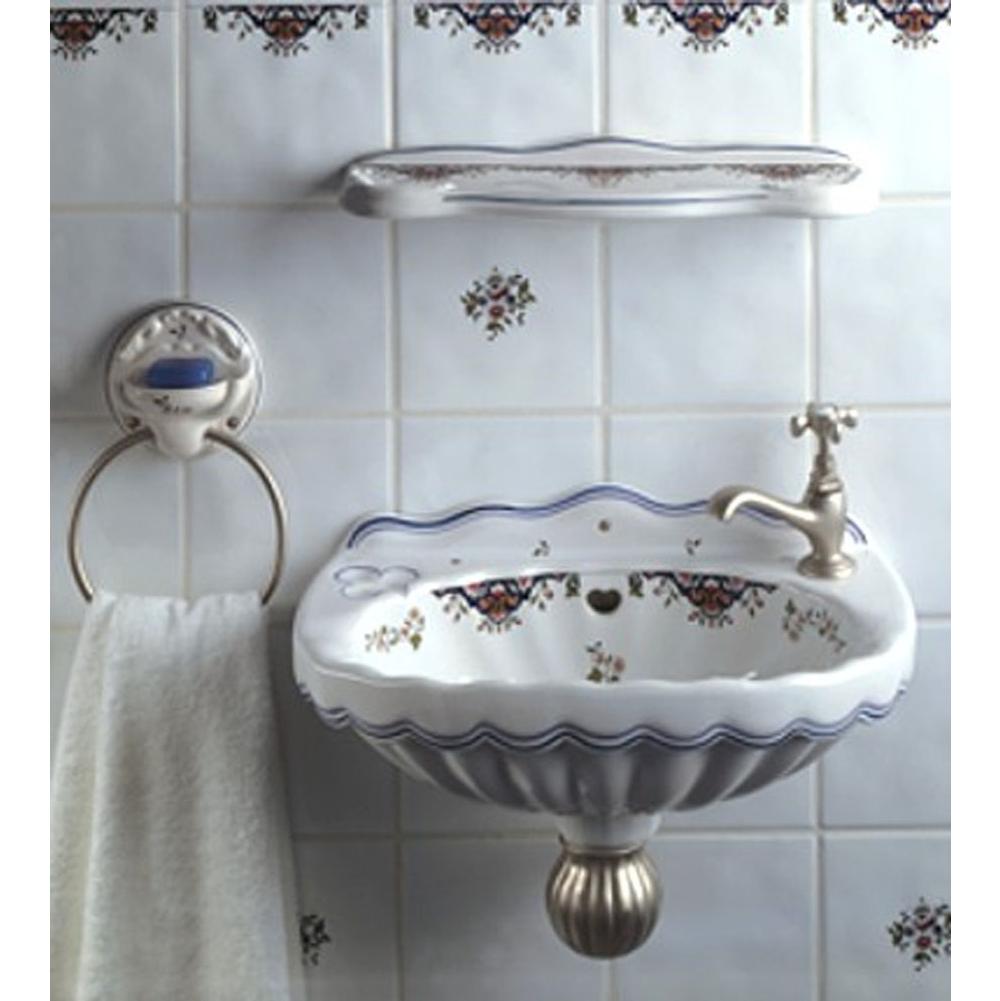 Herbeau ''Valse'' Wall Mounted Vitreous China Hand Basin in Moustier Polychrome