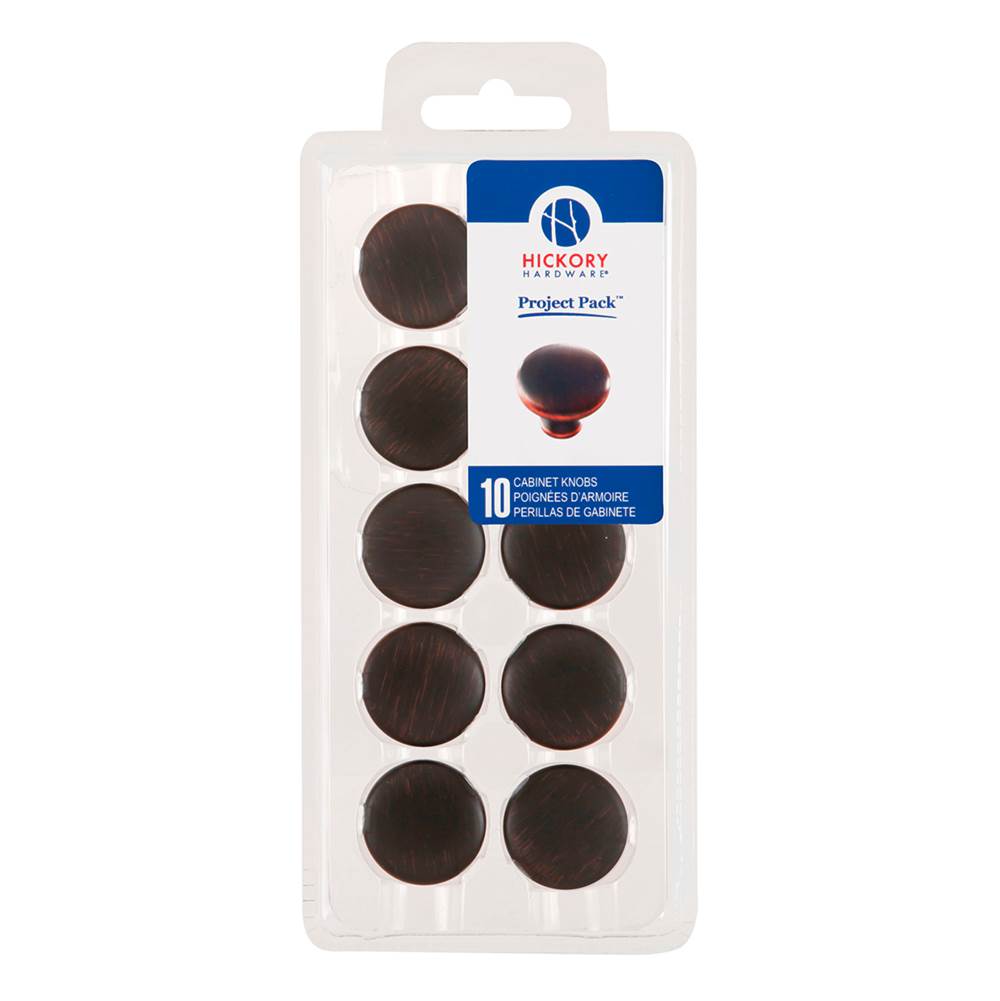 Hickory Hardware Project Pack Collection Knob 1-1/8'' Oil-Rubbed Bronze Highlighted Finish (10 Pack)