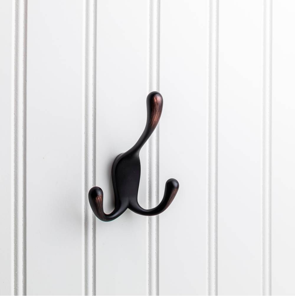 Hardware Resources 4'' Brushed Oil Rubbed Bronze Large Concealed Triple Prong Wall Mounted Hook