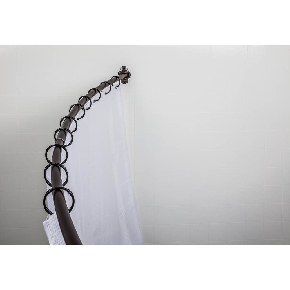 Hardware Resources 56''-72'' Brushed Oil Rubbed Bronze Adjustable Curved Shower Curtain Rod - Retail Packaged