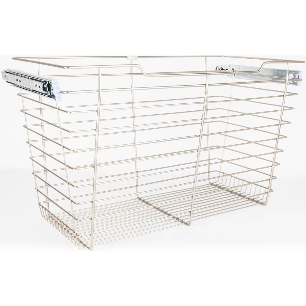 Hardware Resources Satin Nickel Closet Pullout Basket with Slides 16''D x 23''W x 17''H