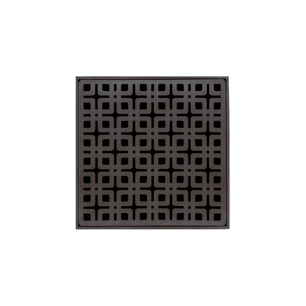 Infinity Drain 5'' x 5'' KD 5 Complete Kit with Link Pattern Decorative Plate in Oil Rubbed Bronze with Cast Iron Drain Body, 2'' Outlet