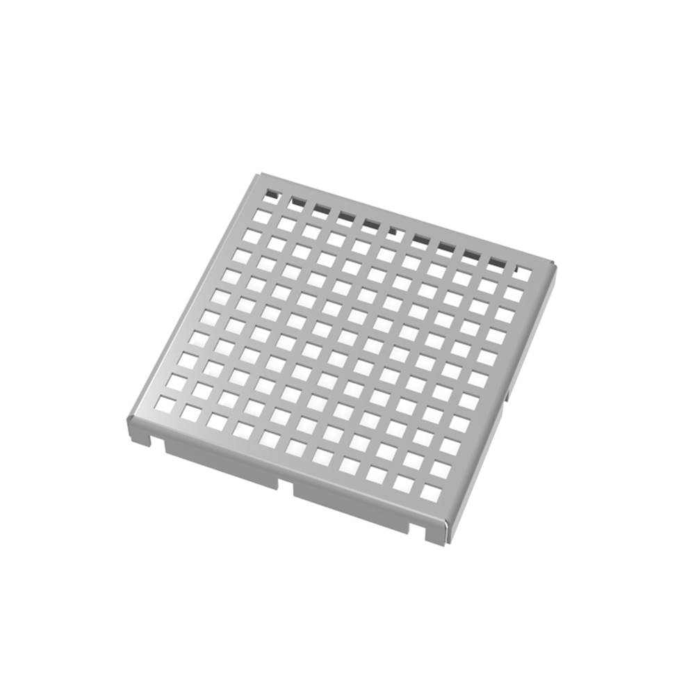 Infinity Drain 5''x5'' LQ5 Squares Pattern Strainer-2'' Throat Satin Stainless Steel